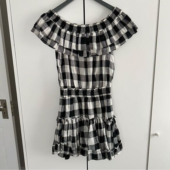 MISA Los Angeles Marielle Gingham Check Off The Shoulder Dress - Picture 3 of 8